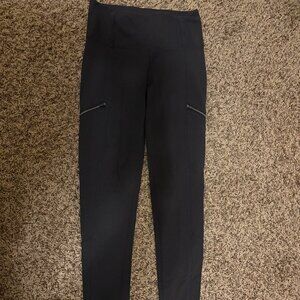 Athleta High Rise Metro Drifter Tight Small Dark Green Ankle Length Zip Pockets